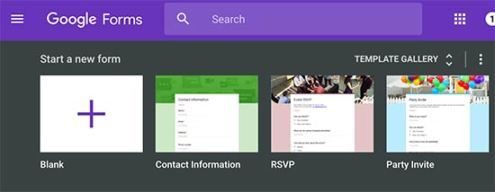 Tạo một mẫu mới trong Google Forms 