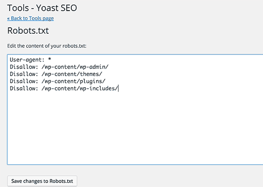 Chỉnh sửa tệp robots.txt bằng công cụ chỉnh sửa tệp trong Yoast SEO 