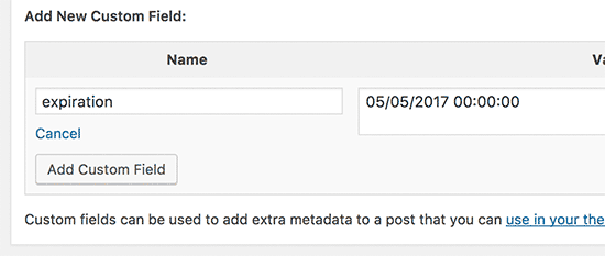Thêm trường tùy chỉnh hết hạn vào một bài đăng WordPress 