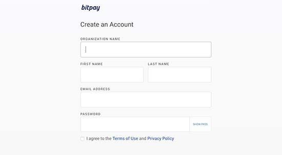 Tạo tài khoản BitPay 