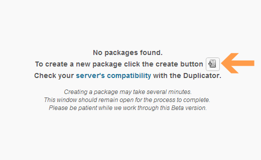 Tạo một gói mới trong plugin Duplicator 