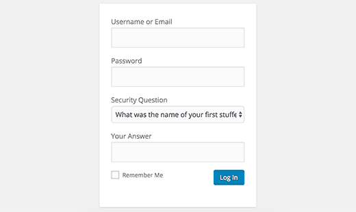 Đăng nhập các câu hỏi bảo mật trong WordPress 