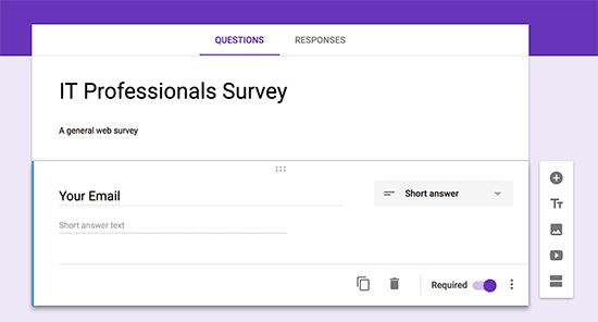 Thêm các trường mẫu trong Google Forms 