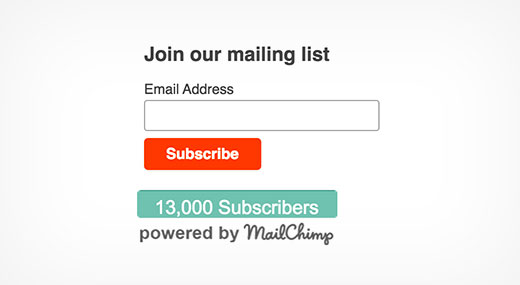 Xem trước plugin MailChimp subsicriber chiclet 