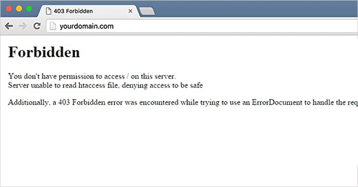 403 Mã trạng thái bị cấm hiển thị trên một trang web WordPress 