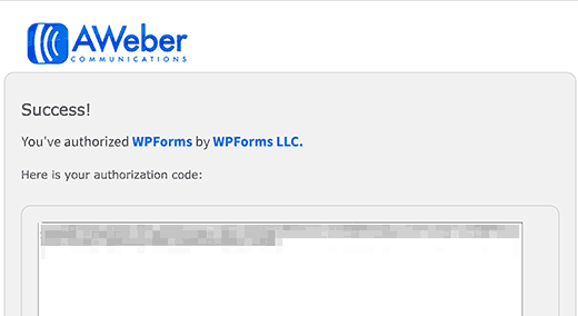 AWeber Authorization Code 