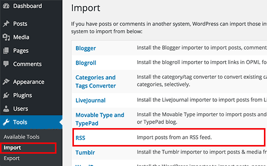 Nhập khẩu Trung bình RSS vào WordPress 