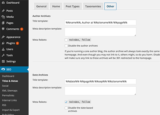 Cách thích hợp để thêm noindex vào các trang lưu trữ trong WordPress 