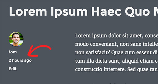 Ngày tương đối được hiển thị với bài đăng WordPress 