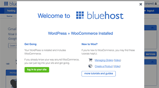 Bluehost đăng nhập lần đầu 