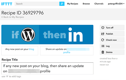 Công cụ WordPress của bạn để LinkedIn trên IFTTT 