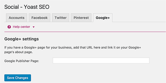 Yoast WordPress SEO - Cài đặt Google Plus 