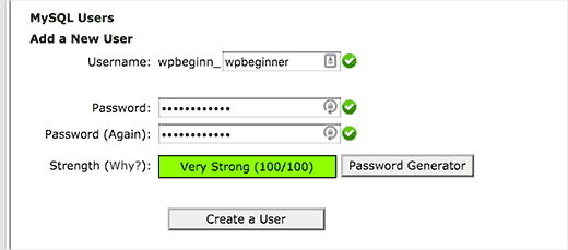 Tạo một người dùng MySQL mới 